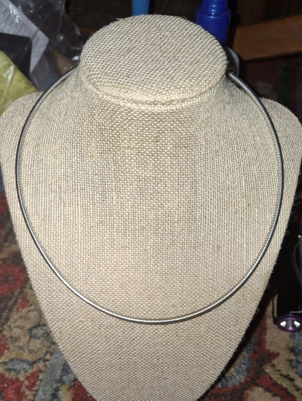 Silvertone Necklace Semi Rigid Choker Collar Unbranded